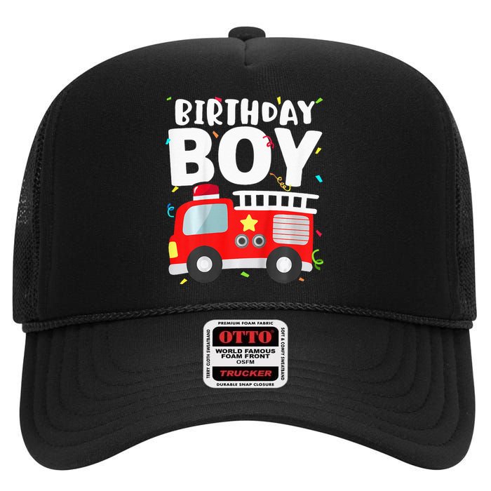 Birthday Fire Truck Party Firefighter Theme High Crown Mesh Back Trucker Hat