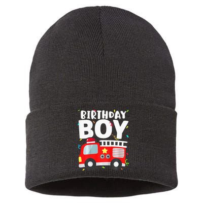 Birthday Fire Truck Party Firefighter Theme Sustainable Knit Beanie