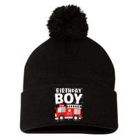 Birthday Fire Truck Party Firefighter Theme Pom Pom 12in Knit Beanie