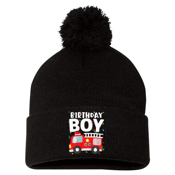 Birthday Fire Truck Party Firefighter Theme Pom Pom 12in Knit Beanie