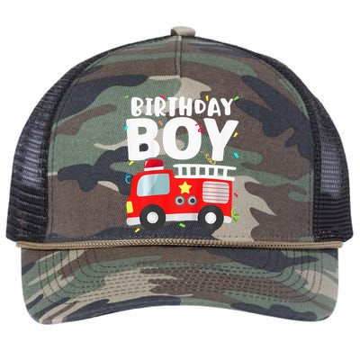 Birthday Fire Truck Party Firefighter Theme Retro Rope Trucker Hat Cap