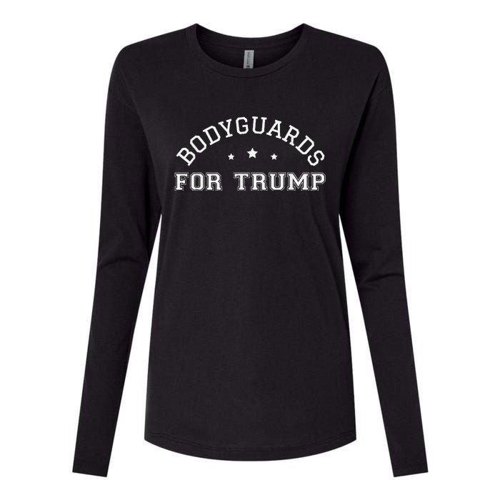 Bodyguards For Trump Vote 24 Funny Election 2024 Bodyguard Womens Cotton Relaxed Long Sleeve T-Shirt