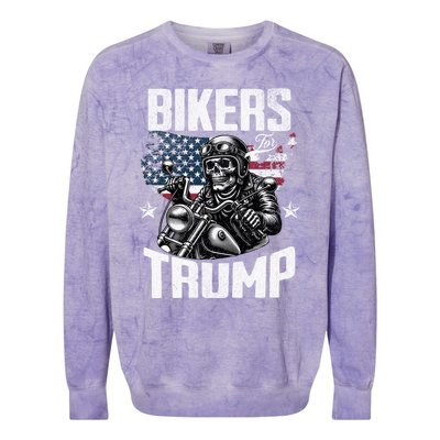 Bikers For Trump President Protrump Supporter 2024 Election Gift Colorblast Crewneck Sweatshirt