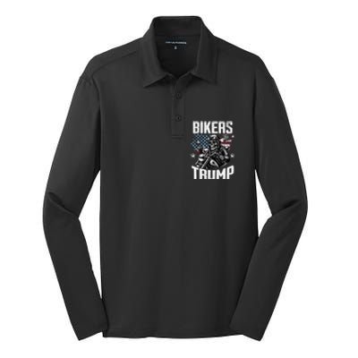 Bikers For Trump President Protrump Supporter 2024 Election Gift Silk Touch Performance Long Sleeve Polo