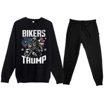 Bikers For Trump President Protrump Supporter 2024 Election Gift Premium Crewneck Sweatsuit Set