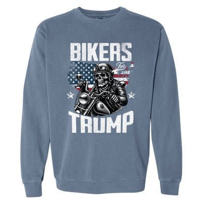 Bikers For Trump President Protrump Supporter 2024 Election Gift Garment-Dyed Sweatshirt