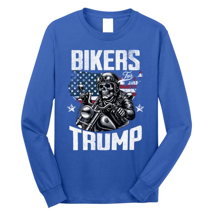 Bikers For Trump President Protrump Supporter 2024 Election Gift Long Sleeve Shirt