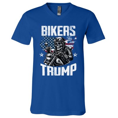 Bikers For Trump President Protrump Supporter 2024 Election Gift V-Neck T-Shirt