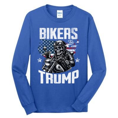 Bikers For Trump President Protrump Supporter 2024 Election Gift Tall Long Sleeve T-Shirt