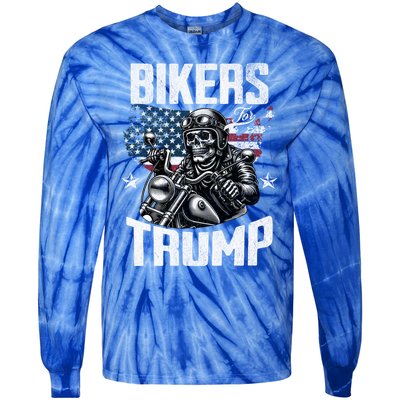 Bikers For Trump President Protrump Supporter 2024 Election Gift Tie-Dye Long Sleeve Shirt