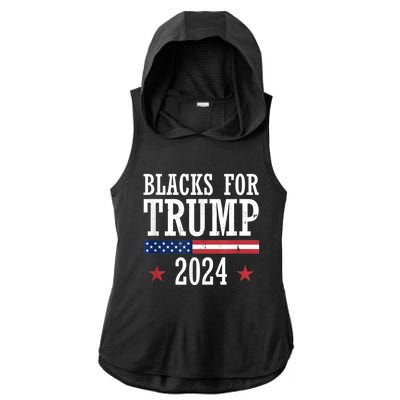 Blacks For Trump 2024 Presidential Election Republican Ladies PosiCharge Tri-Blend Wicking Draft Hoodie Tank