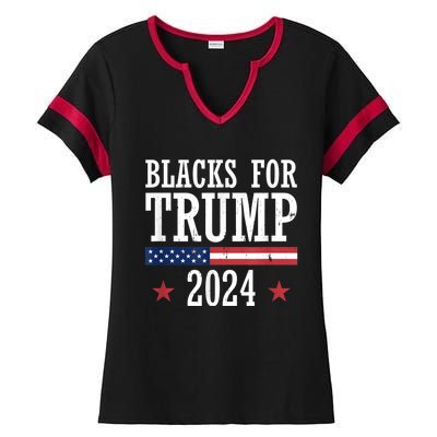 Blacks For Trump 2024 Presidential Election Republican Ladies Halftime Notch Neck Tee