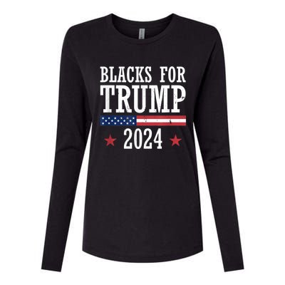 Blacks For Trump 2024 Presidential Election Republican Womens Cotton Relaxed Long Sleeve T-Shirt