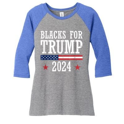 Blacks For Trump 2024 Presidential Election Republican Women's Tri-Blend 3/4-Sleeve Raglan Shirt