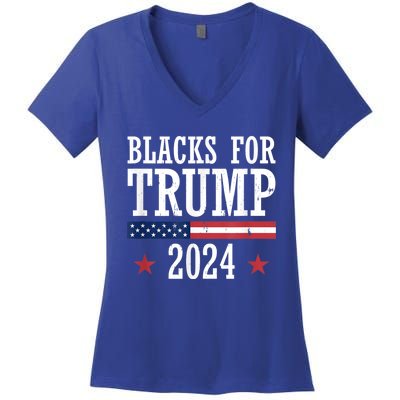 Blacks For Trump 2024 Presidential Election Republican Women's V-Neck T-Shirt