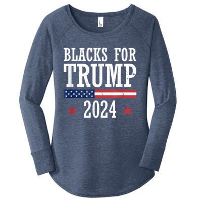 Blacks For Trump 2024 Presidential Election Republican Women's Perfect Tri Tunic Long Sleeve Shirt