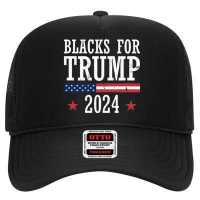 Blacks For Trump 2024 Presidential Election Republican High Crown Mesh Back Trucker Hat