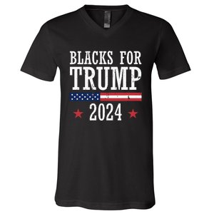 Blacks For Trump 2024 Presidential Election Republican V-Neck T-Shirt