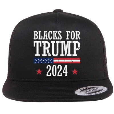 Blacks For Trump 2024 Presidential Election Republican Flat Bill Trucker Hat