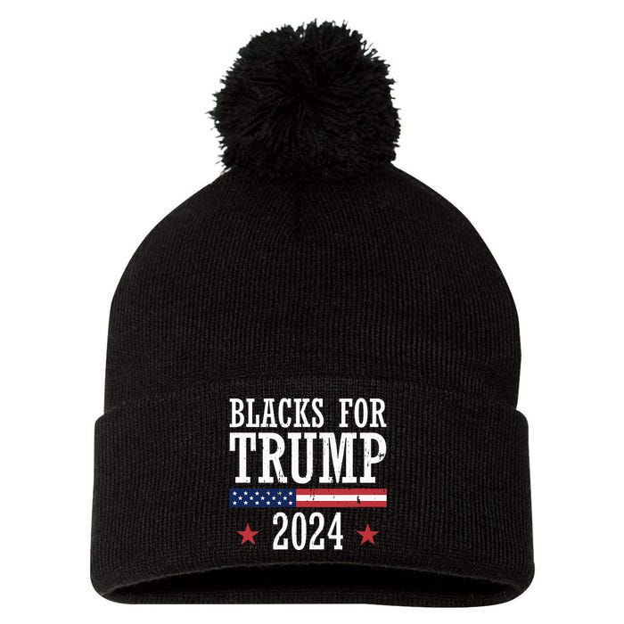 Blacks For Trump 2024 Presidential Election Republican Pom Pom 12in Knit Beanie