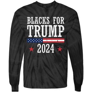 Blacks For Trump 2024 Presidential Election Republican Tie-Dye Long Sleeve Shirt