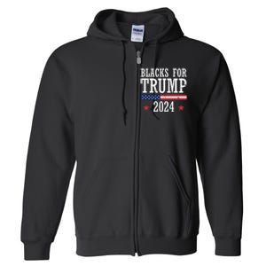 Blacks For Trump 2024 Presidential Election Republican Full Zip Hoodie