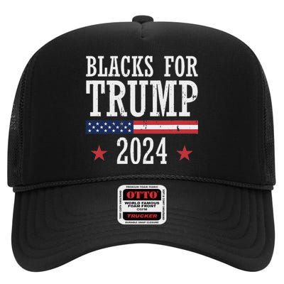 Blacks For Trump 2024 Presidential Election Support High Crown Mesh Back Trucker Hat