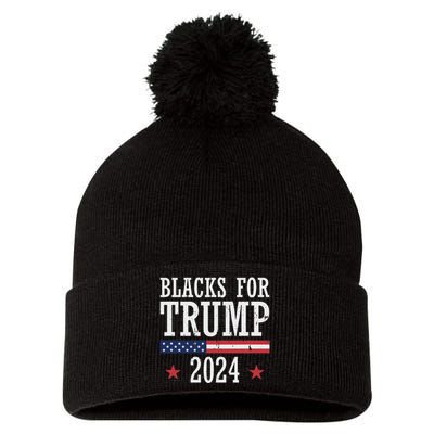 Blacks For Trump 2024 Presidential Election Support Pom Pom 12in Knit Beanie