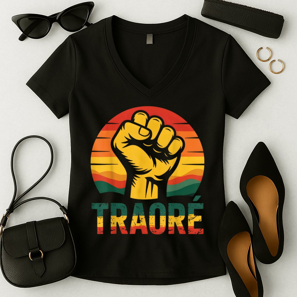 Burkina Faso-Ibrahim Traoré / Thomas Sankara Africa Women's V-Neck T-Shirt