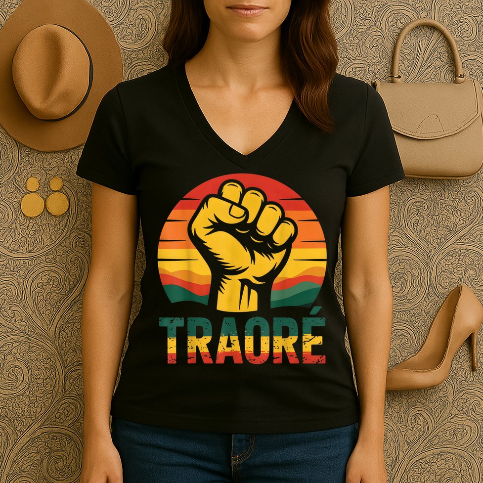Burkina Faso-Ibrahim Traoré / Thomas Sankara Africa Women's V-Neck T-Shirt