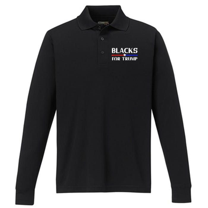 BLACKS FOR TRUMP SHIRTS 2024 Performance Long Sleeve Polo