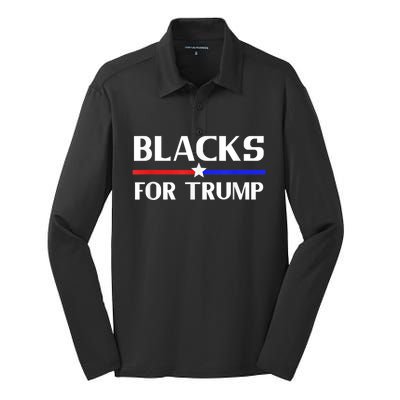 BLACKS FOR TRUMP SHIRTS 2024 Silk Touch Performance Long Sleeve Polo