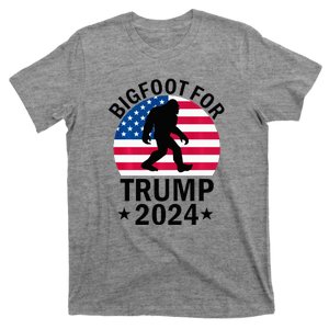 Bigfoot For Trump 2024 Usa Flag Funny T-Shirt