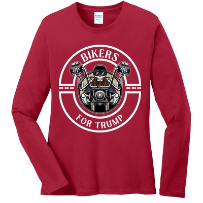 Bikers For Trump | Motorcycle Trump Ladies Long Sleeve Shirt