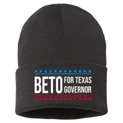 Beto For Texas Governor 2024 Politician Campaign Logo Sustainable Knit Beanie