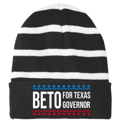 Beto For Texas Governor 2024 Politician Campaign Logo Striped Beanie with Solid Band