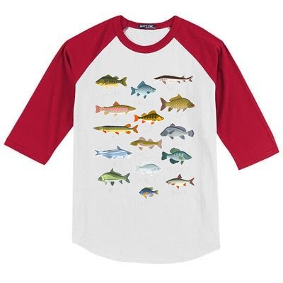 Bass Fishing Types Of Freshwater Fish Species Fishing Gift Kids Colorblock Raglan Jersey