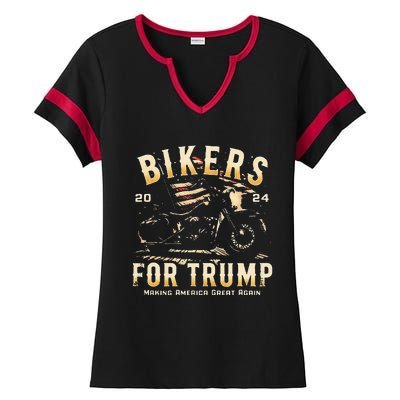 Biker For Trump 2024 Ladies Halftime Notch Neck Tee