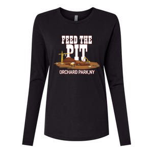 Buffaclothes Feed The Pit Orchard Park Ny Womens Cotton Relaxed Long Sleeve T-Shirt