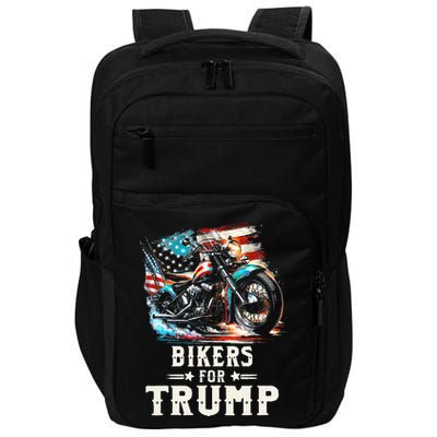 Bikers For Trump 2024 Motorcycle Patriotic American Flag Impact Tech Backpack