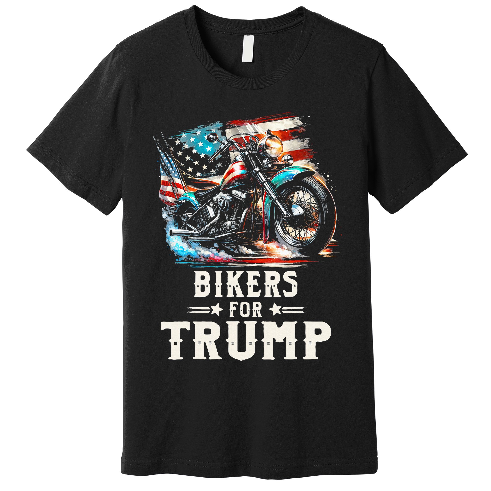 Bikers For Trump 2024 Motorcycle Patriotic American Flag Premium T-Shirt