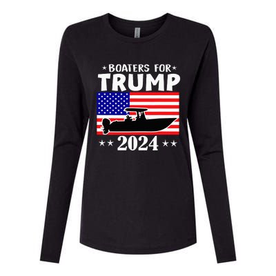 Boaters For Trump 2024 Vintage Pro Trump 2024 Election Womens Cotton Relaxed Long Sleeve T-Shirt