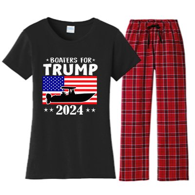 Boaters For Trump 2024 Vintage Pro Trump 2024 Election Women's Flannel Pajama Set