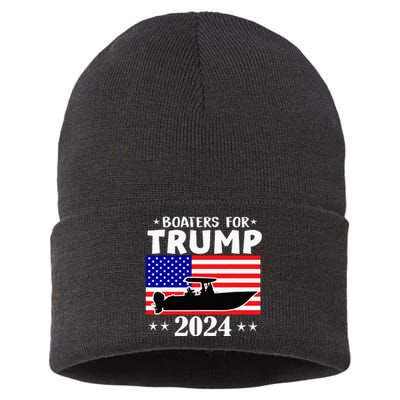 Boaters For Trump 2024 Vintage Pro Trump 2024 Election Sustainable Knit Beanie