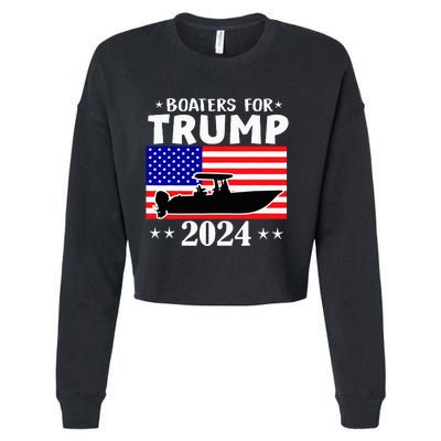 Boaters For Trump 2024 Vintage Pro Trump 2024 Election Cropped Pullover Crew