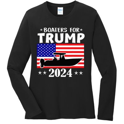 Boaters For Trump 2024 Vintage Pro Trump 2024 Election Ladies Long Sleeve Shirt