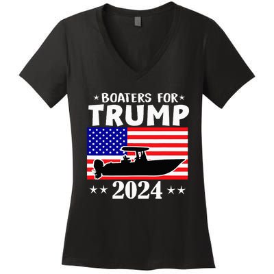 Boaters For Trump 2024 Vintage Pro Trump 2024 Election Women's V-Neck T-Shirt