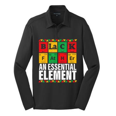 Black Father The Essential Element Fathers Day Funny Dad Silk Touch Performance Long Sleeve Polo