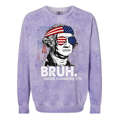 Bruh Funny Us Presidents History Colorblast Crewneck Sweatshirt