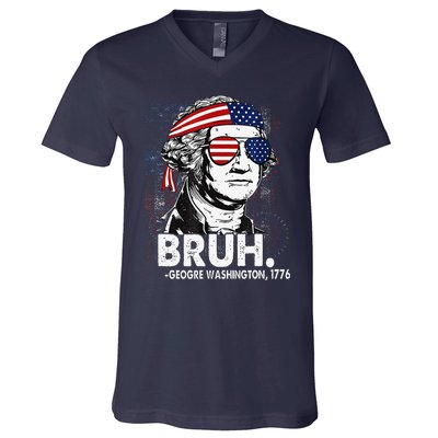 Bruh Funny Us Presidents History V-Neck T-Shirt